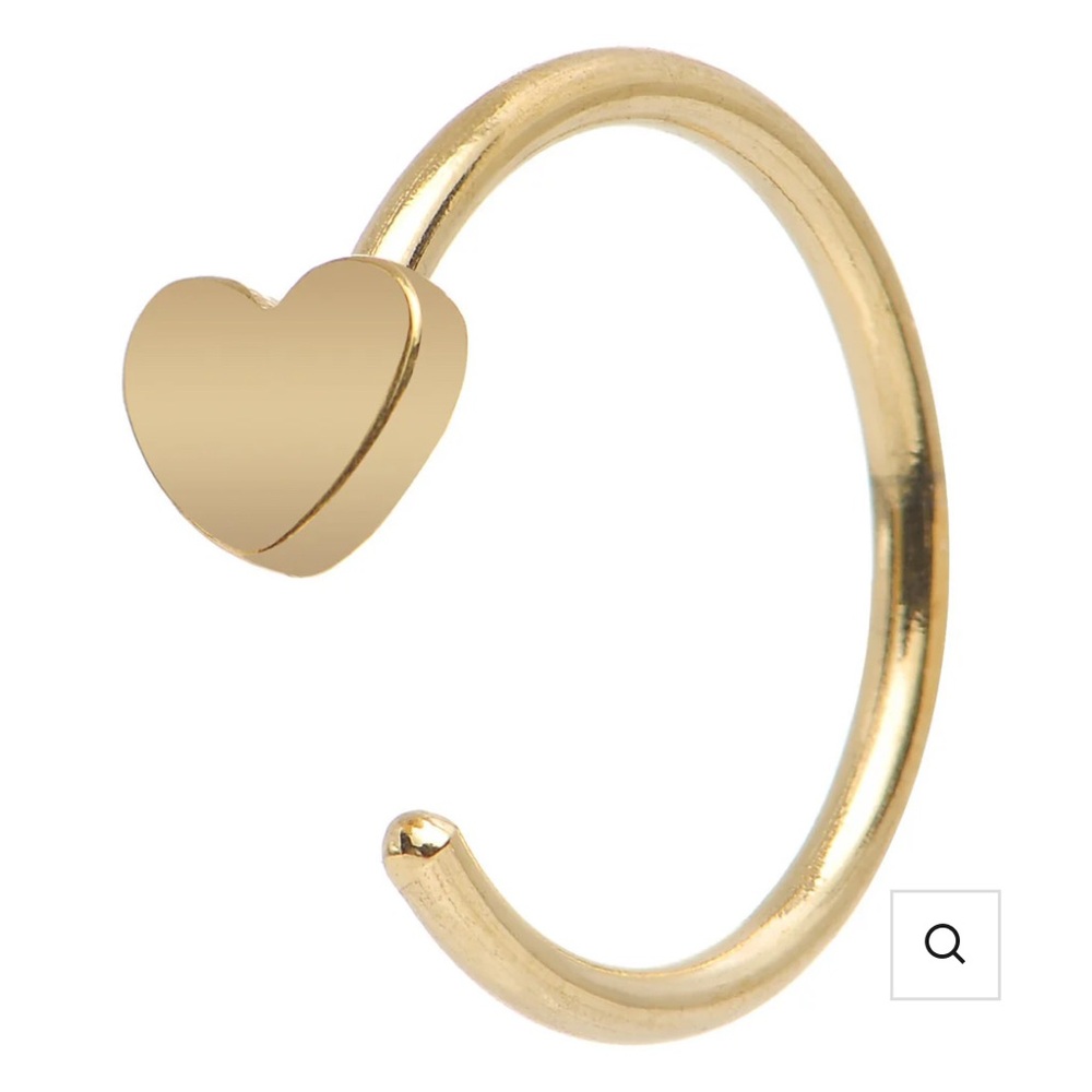20 GAUGE 5/16 GOLD IP STAINLESS STEEL DARLING HEART NOSE HOOP
